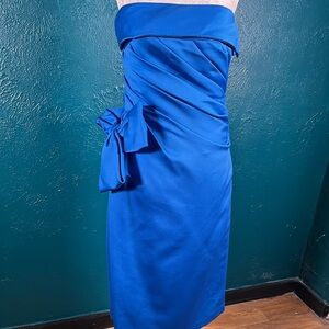 Deadstock 80s vintage Victor Costa formal party dress blue retro small medium